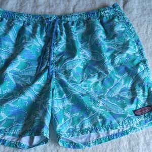 Vineyard Vines Aqua Shark Pattern Swim Trunks